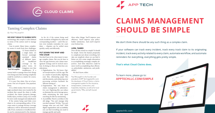 an advertisement for claims management should be simple