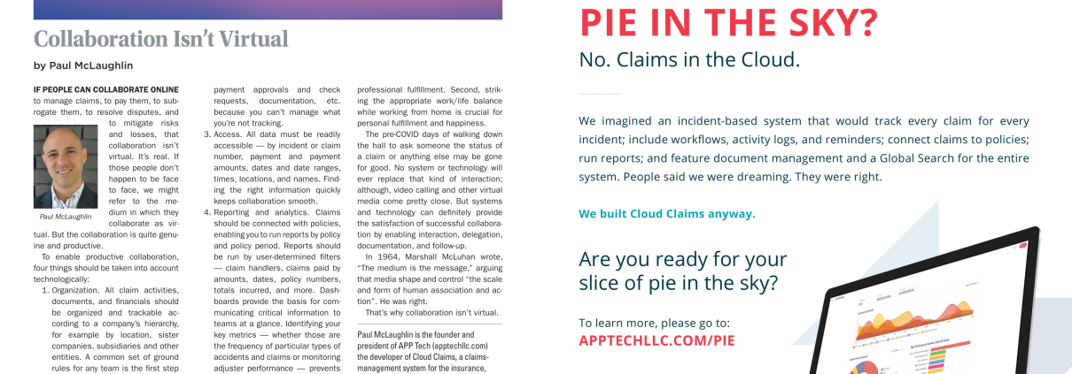 a newspaper article titled pie in the sky