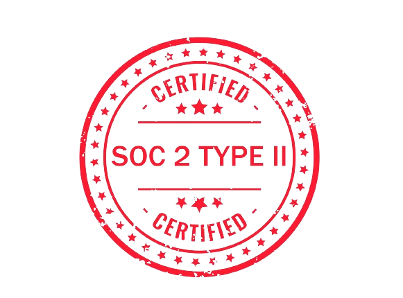 a red and black stamp that says soc 2 type ii certified