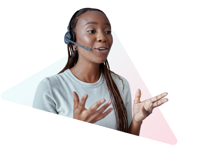 a woman wearing a headset with the letter o on it